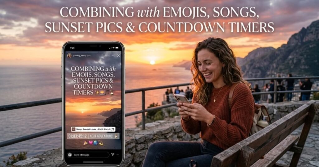 Combining with Emojis, Songs, Sunset Pics & Countdown Timers